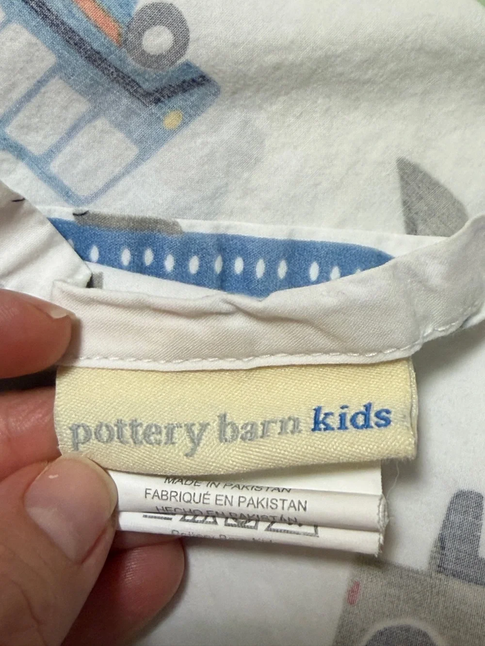 Pottery Barn Kids Brody Full Flat Sheet Standard Pillowcase Transportation Set